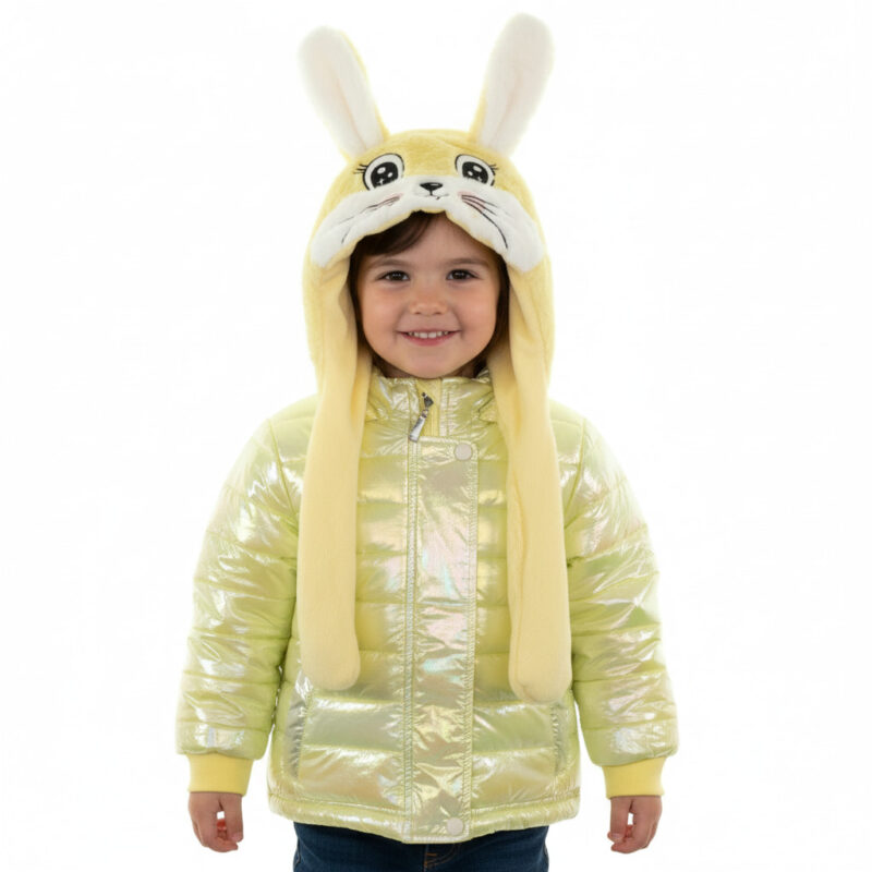 Luisa Chic μπουφάν με κουκούλα με αυτάκια που σηκώνονται «Giallo Coniglio» (ΣΤΕΝΗ ΓΡΑΜΜΗ)
