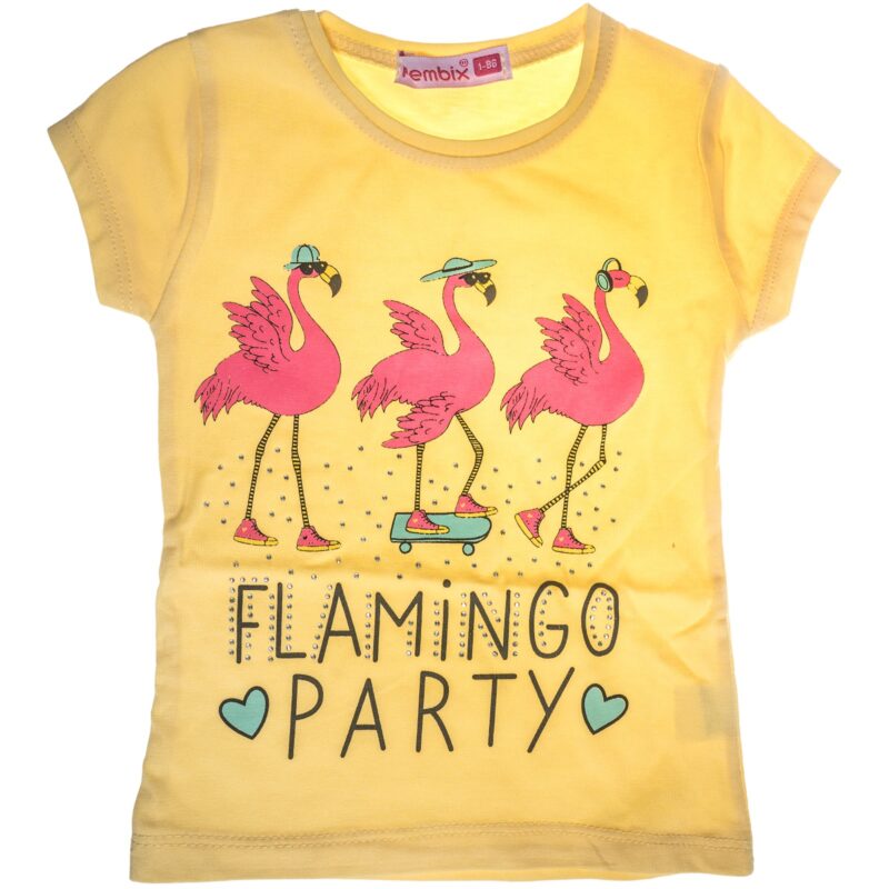 Pembix παιδική κοντομάνικη μπλούζα «Flamingo Party in Yellow»