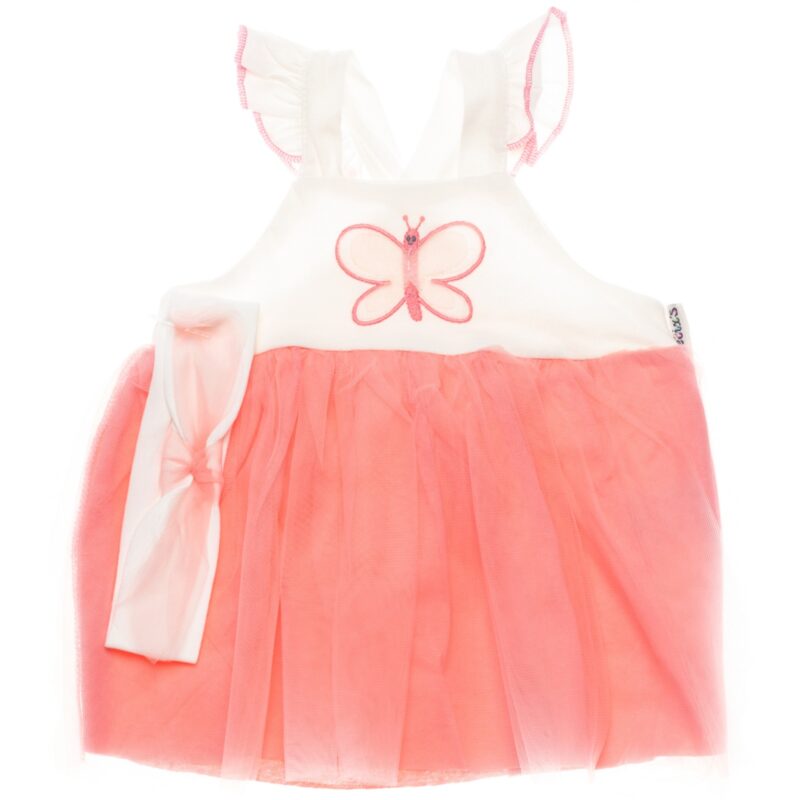 Necix’s αμάνικο φόρεμα με τούλι και κορδέλα για τα μαλλιά «Delicate Salmon Butterfly»