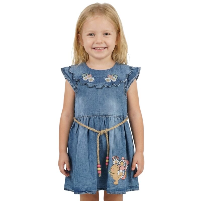 Vanessa παιδικό τζιν φορεματάκι «Teddys’ Flowers»