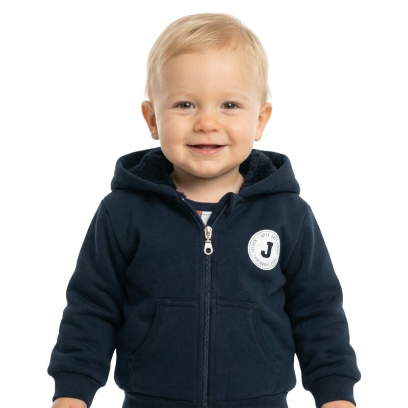 Joyce ζακέτα με κουκούλα και γούνα προβατάκι «Blue Coziness»