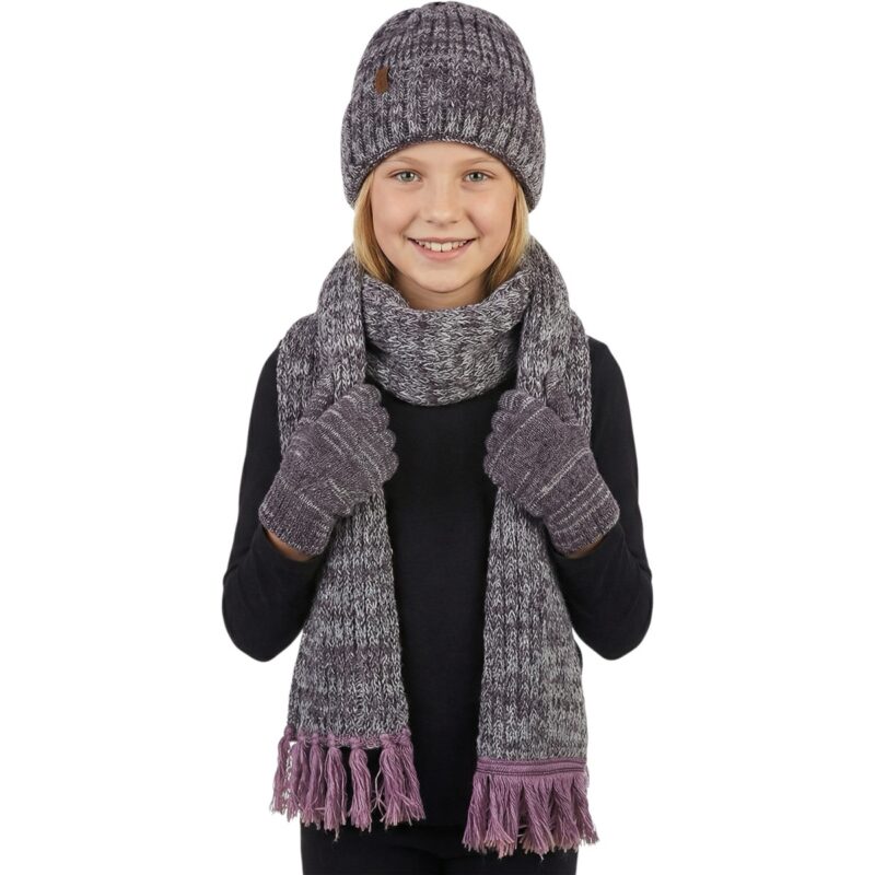 MeDa πλεκτό σετ σκούφος, κασκόλ και γάντια «Perfect Purple»