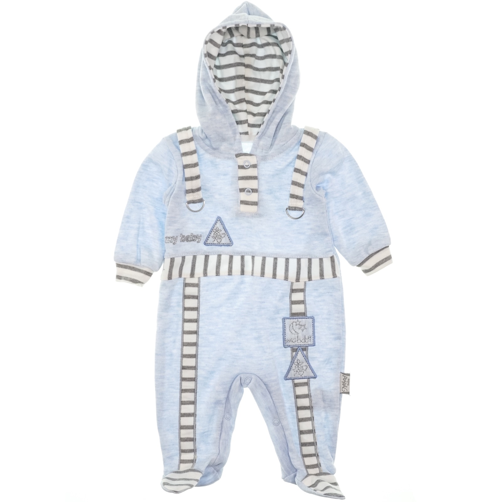 Mehad Bebe λεπτό ολόσωμο φορμάκι με κουκούλα «My Baby in Blue» - Image 2