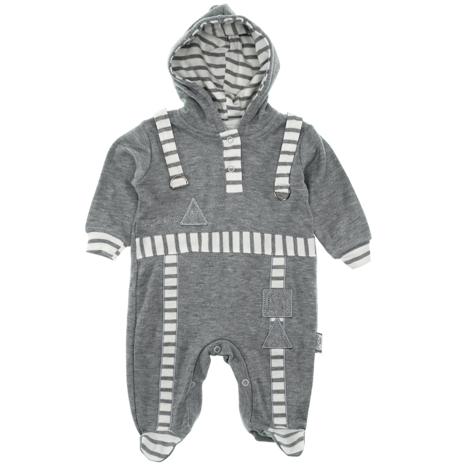 Mehad Bebe λεπτό ολόσωμο φορμάκι με κουκούλα «My Baby in Grey» - Image 2