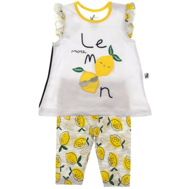 Εβίτα σετ μπλουζάκι με κολάν κάπρι «More Lemon»