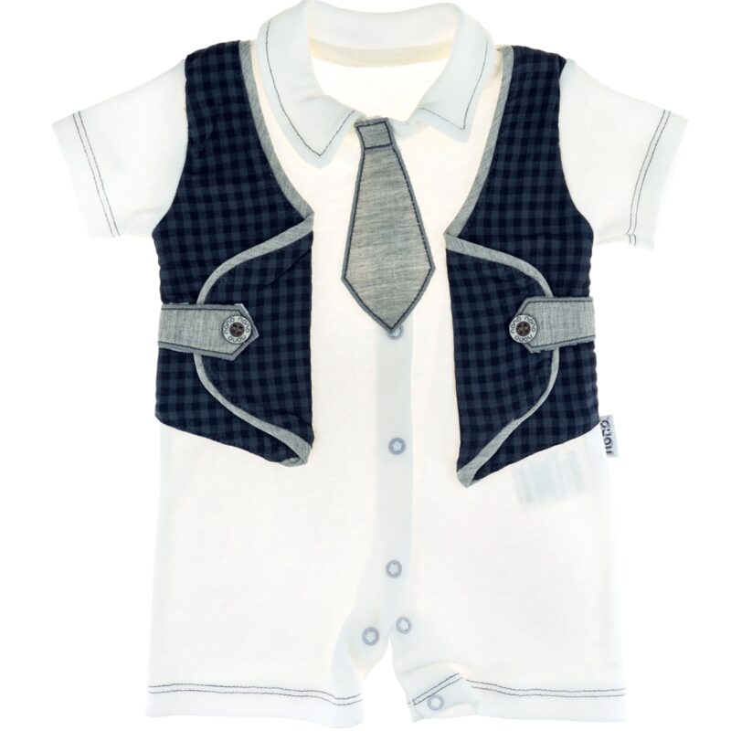 Nono Baby φορμάκι με ραμμένη γραβάτα και γιλέκο «Mister Serious»