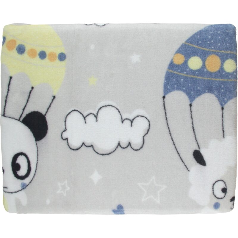 Minilori Baby κουβέρτα βελουτέ για κούνια (1,22 m X 1,06 m) «Grey Aerostats»