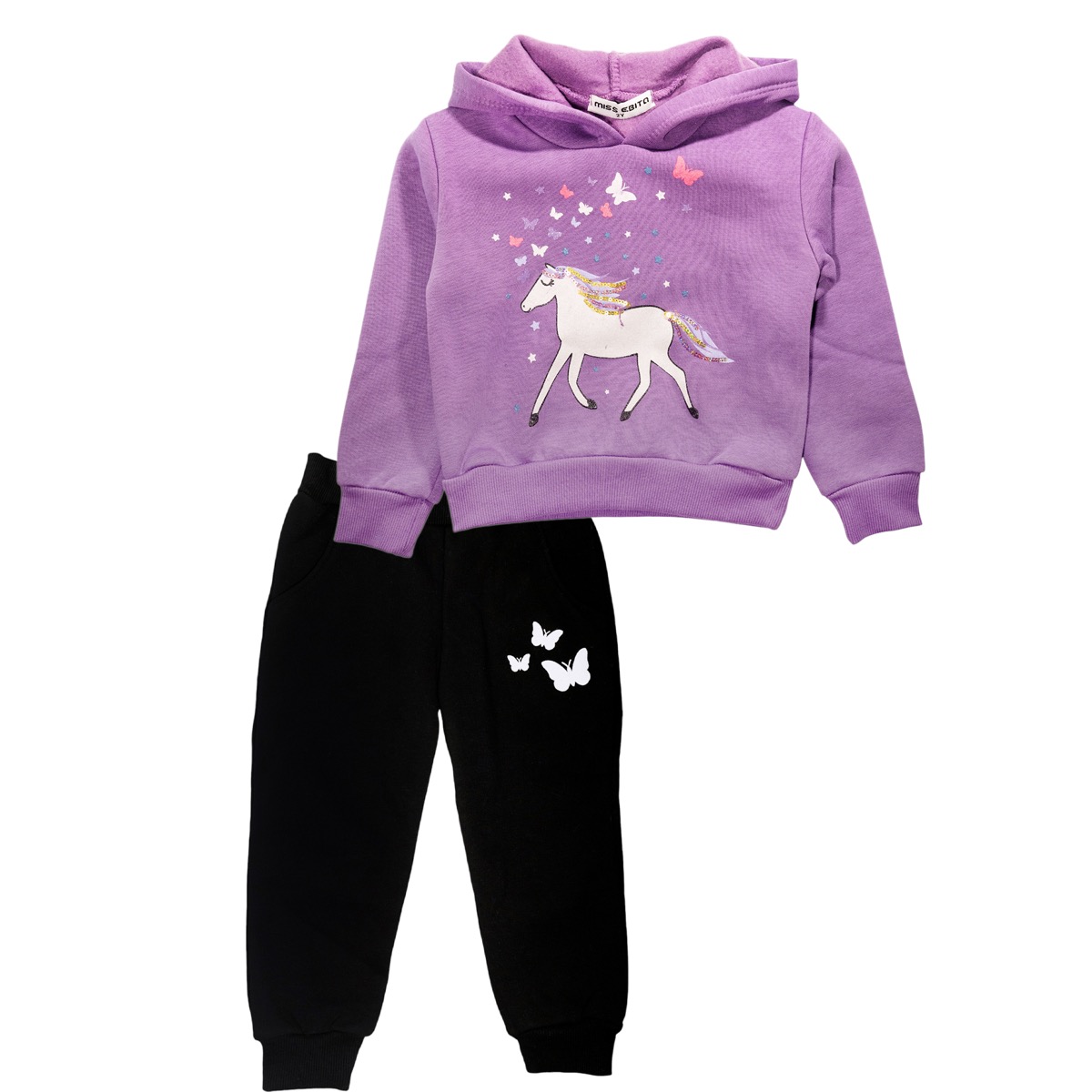 Σετ φόρμας Εβίτα σε μοβ και μαύρο για άνεση και ζεστασιά.