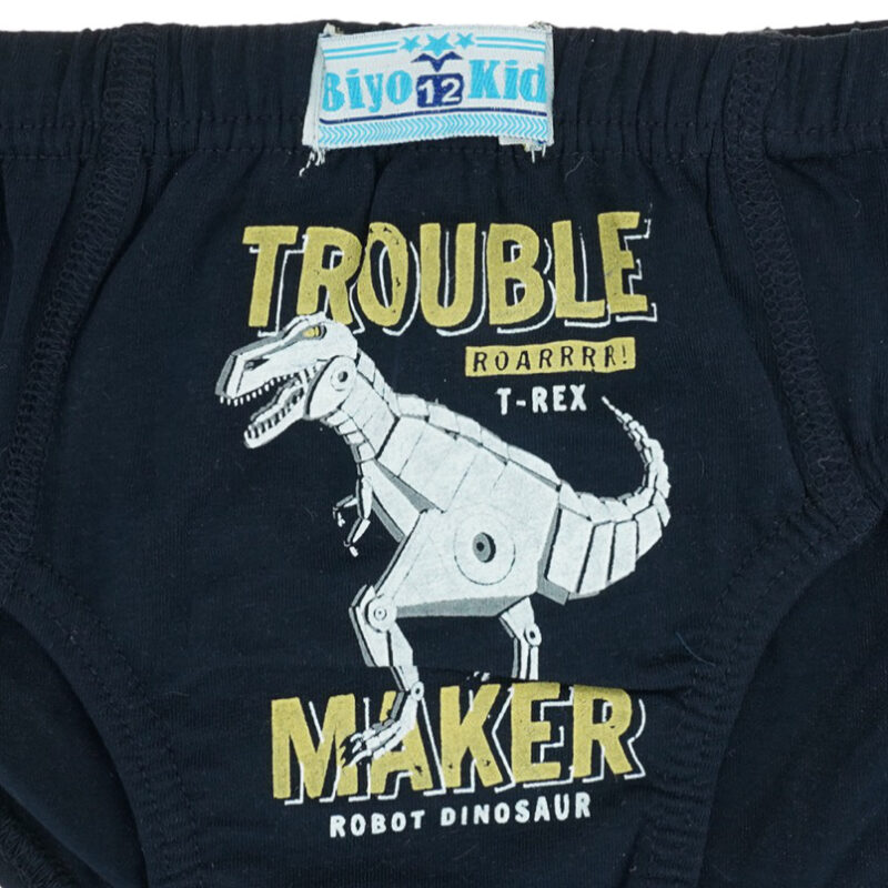 Άνετο βαμβακερό σλιπάκι Biyo Kids «Troublemaker» με ελαστική εφαρμογή και μοντέρνο σχέδιο.