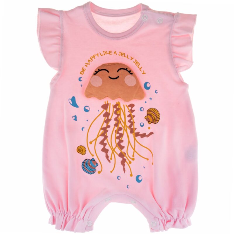 Baby Mii φορμάκι «Jelly Fish» από 100% βαμβάκι με στάμπα και απλικέ σχέδιο μπροστά.