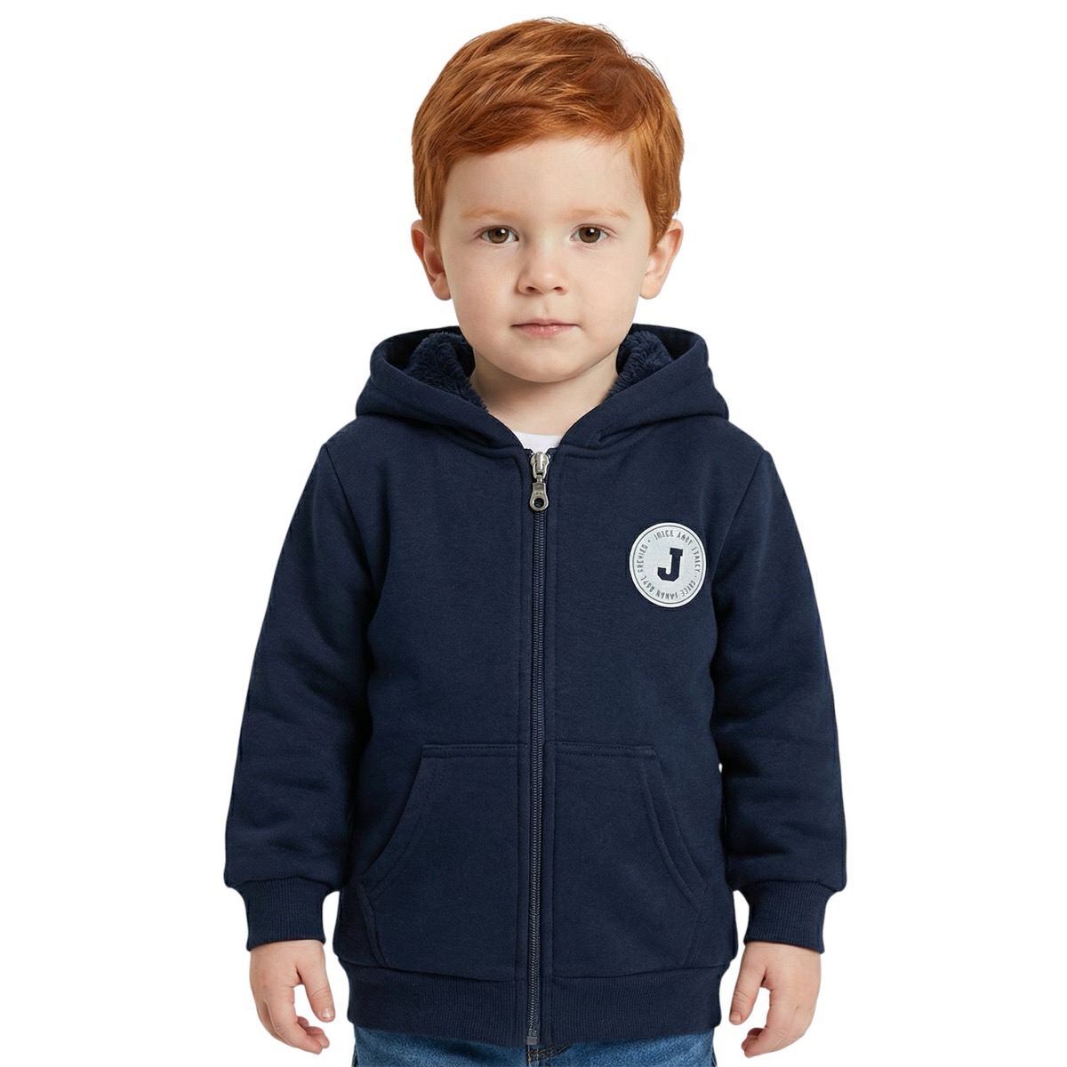 Joyce ζακετούλα με κουκούλα από φούτερ ύφασμα με γουνάκι «Cozy Blue»