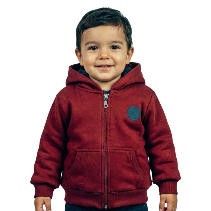 Joyce ζακετούλα με κουκούλα από φούτερ ύφασμα με γουνάκι «Cozy Bordo»