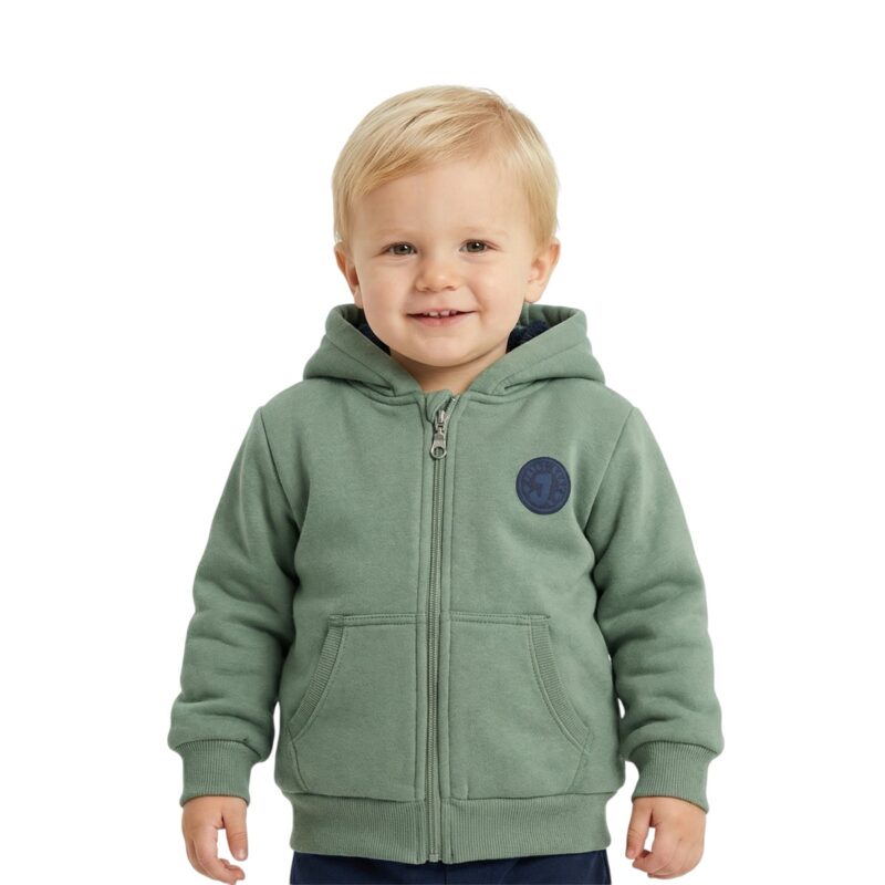 Joyce ζακετούλα με κουκούλα από φούτερ ύφασμα με γουνάκι «Cozy Green»