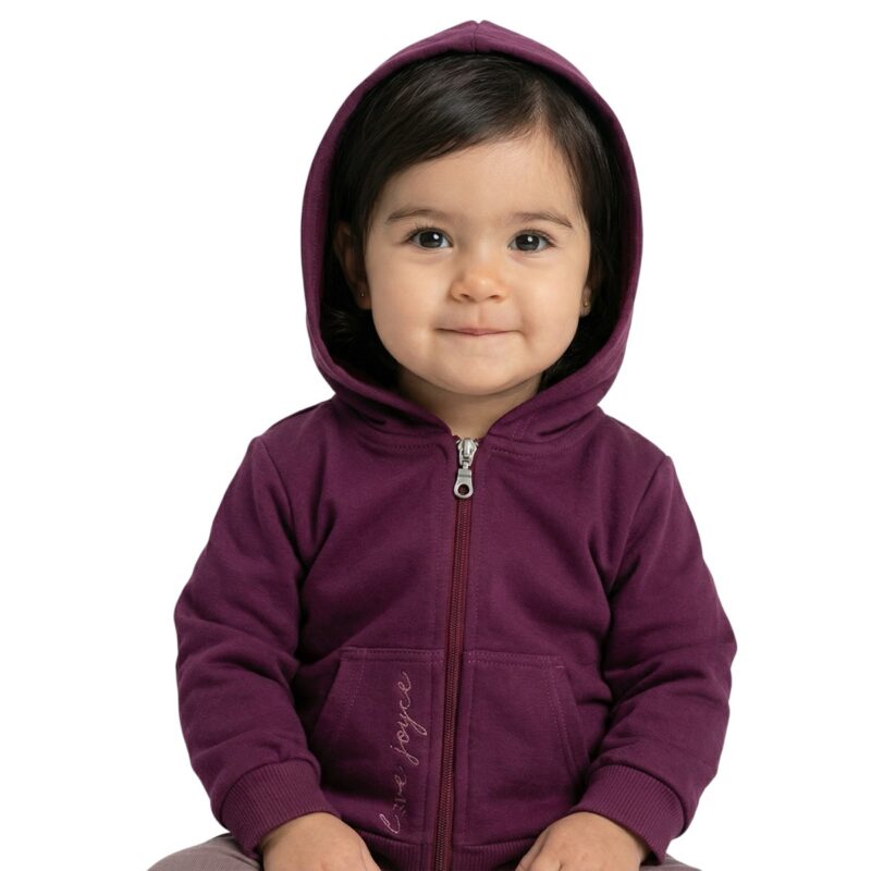 Joyce ζακέτα με κουκούλα και χνούδι «Love Purple»