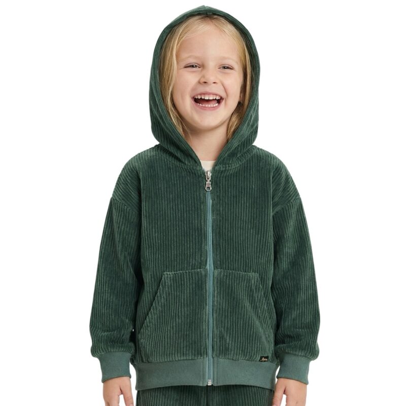 Joyce βελουτέ ζακέτα με κουκούλα «Rib Green»