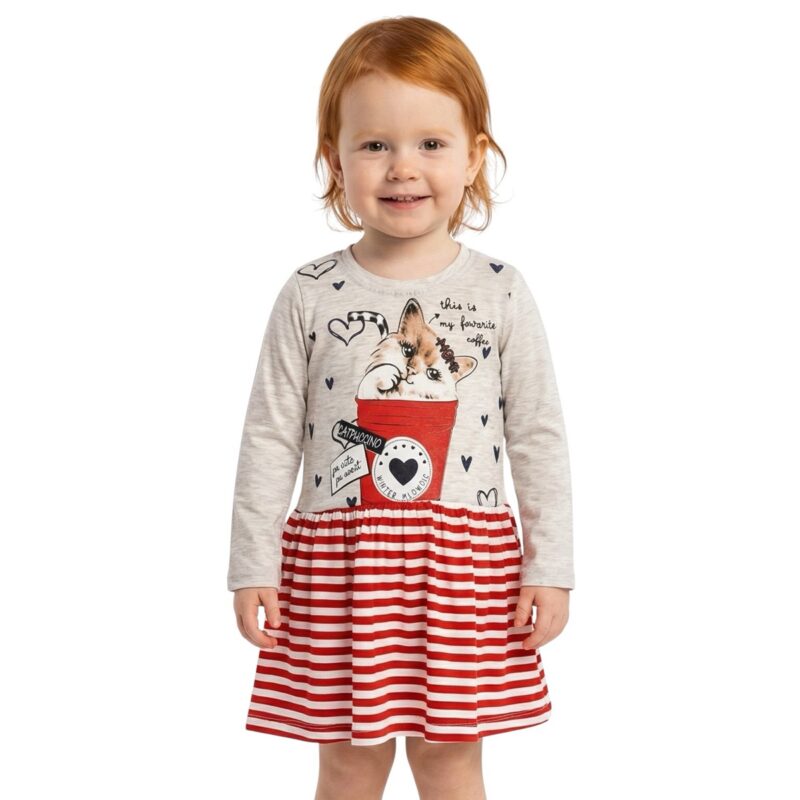 Baby Pink λεπτό μακό φόρεμα «My Favorite Coffee in Beige»