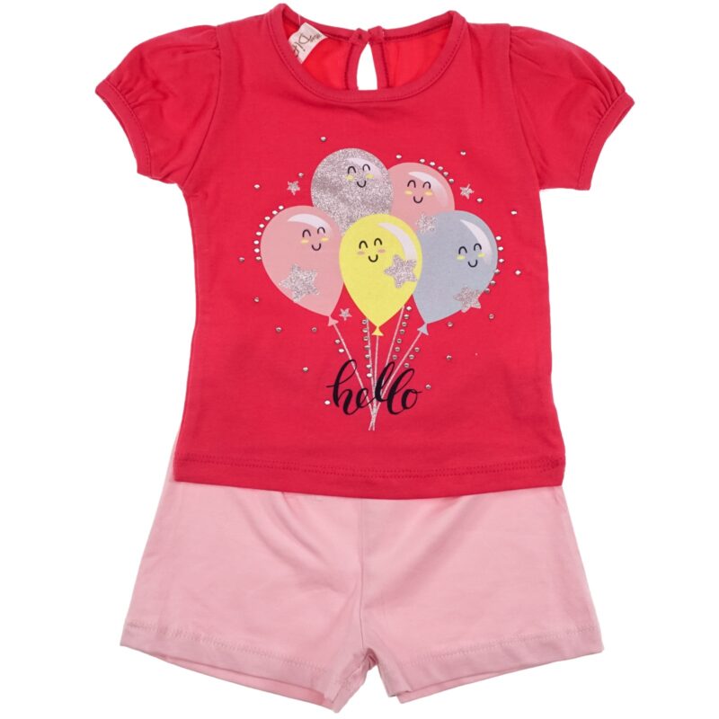 Miss Difa σετ μπλουζάκι με σορτσάκι «Hello in Fuchsia»