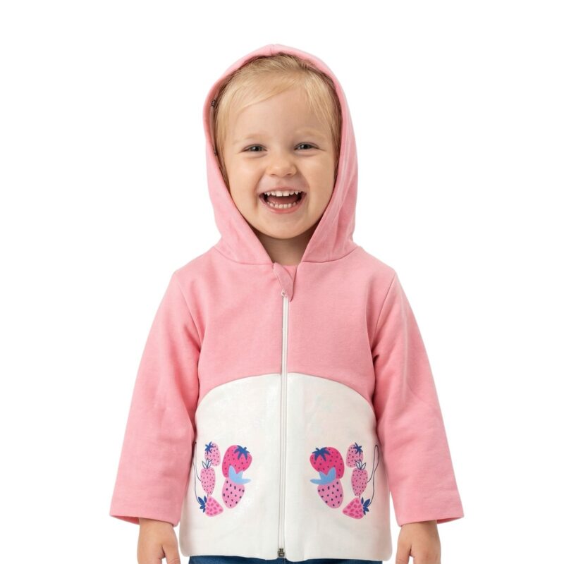 Εβίτα εποχιακή μακό ζακετούλα με κουκούλα «Mini Strawberries»
