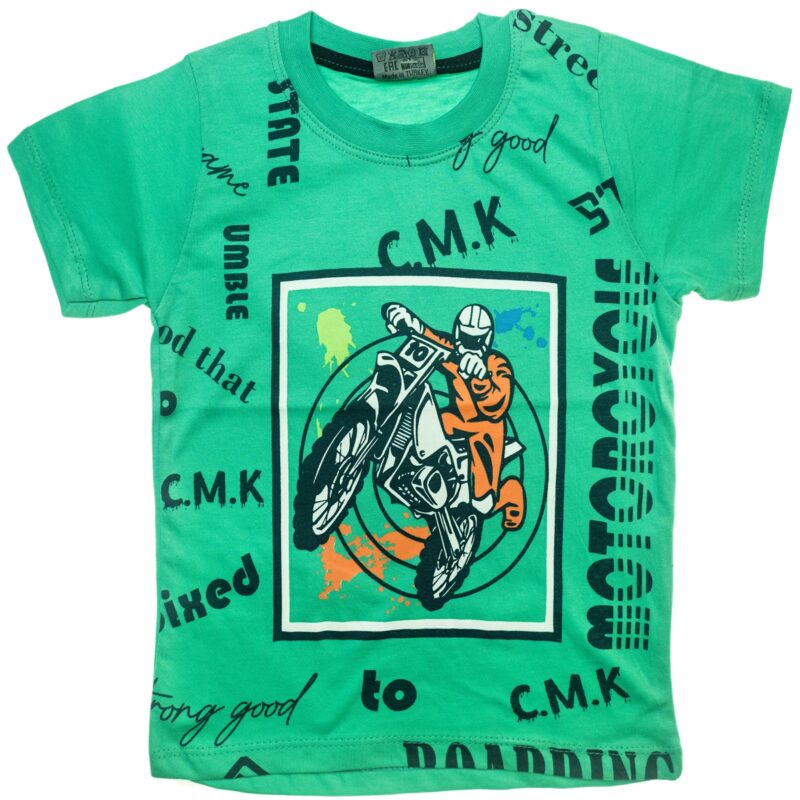CMK Kids κοντομάνικη μπλούζα με τύπωμα «Green Motorcycle»