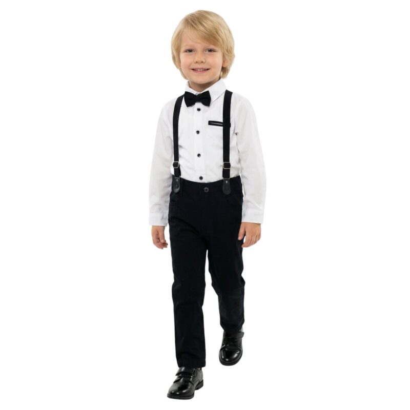 Efbey αμπιγιέ σετ πουκάμισο με παπιγιόν και παντελόνι με τιράντες «Squire»