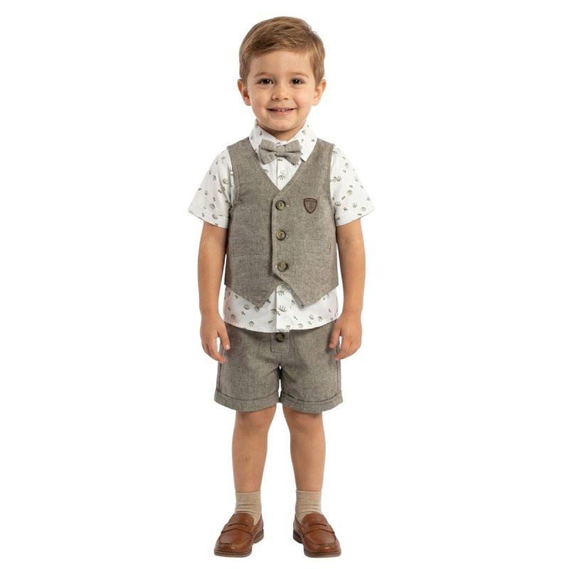 Loyax αμπιγιέ σετ γιλέκο, πουκάμισο με παπιγιόν και σορτσάκι «Bubble»