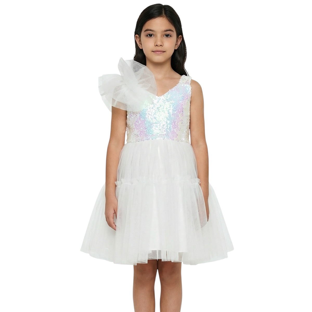 Miss Pretty παρανυφικό και βαπτιστικό φόρεμα με στέκα «Ecru Stylish»