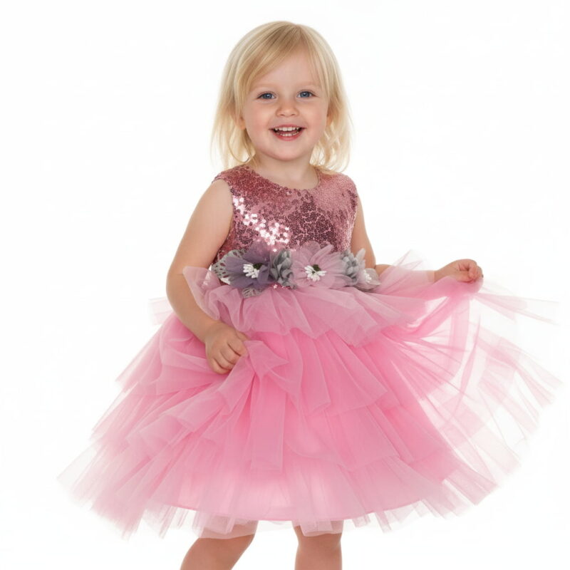 Miss Pretty παρανυφικό και βαπτιστικό φόρεμα «Pink Elegance»