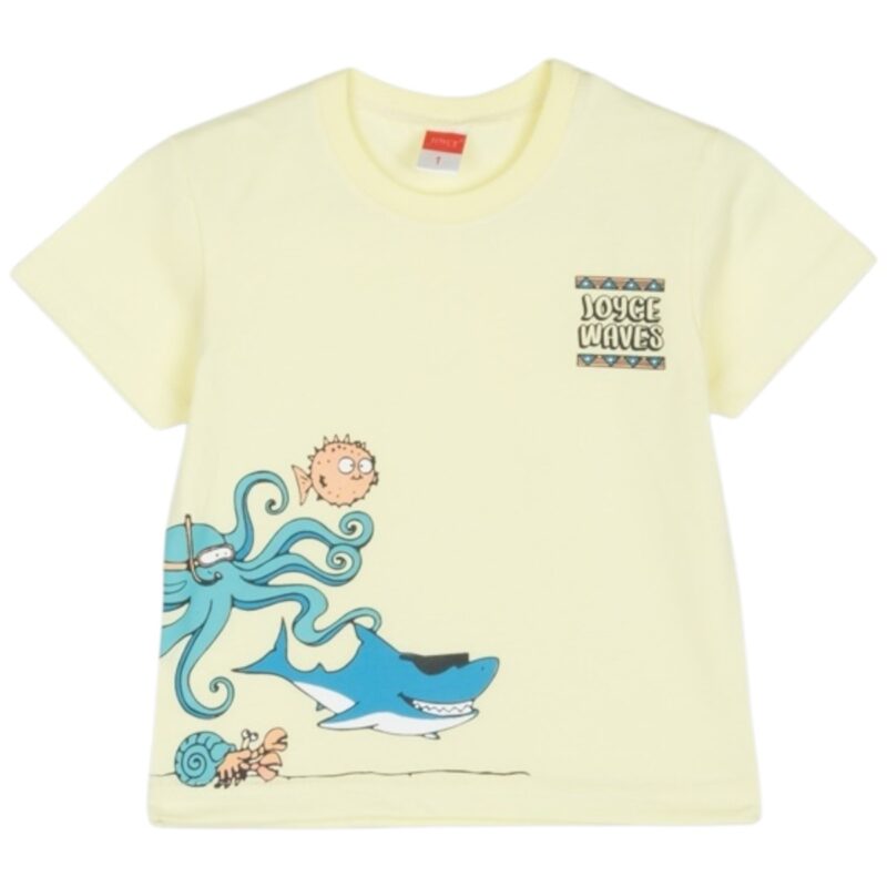 Παιδικό σετ Joyce «Yellow Sea Life», με δροσερό βαμβακερό ύφασμα, ιδανικό για καλοκαιρινές εμφανίσεις και παιχνίδι.
