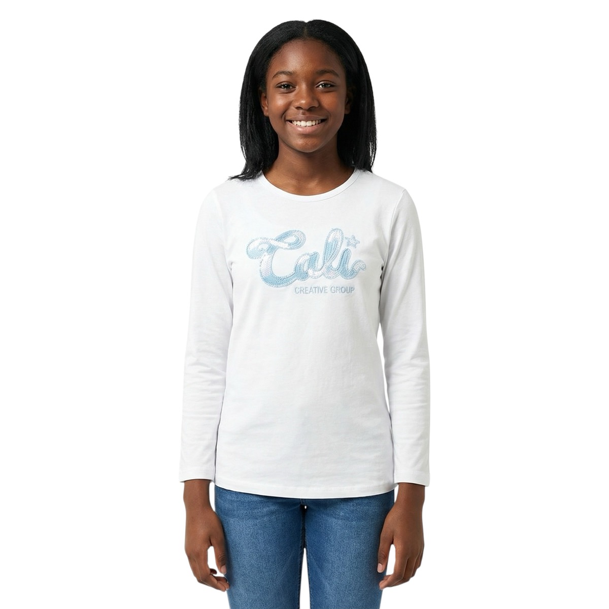 Miss Image μακρυμάνικη μπλούζα από λεπτό ύφασμα «White Creativity»