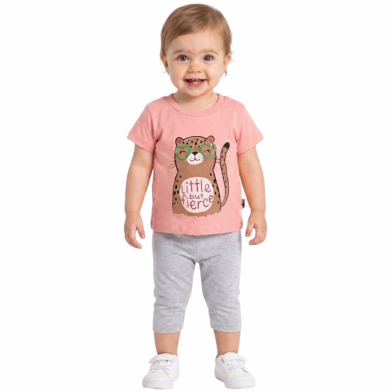 Moyes βρεφικό σετ μπλουζίτσα με κολάν κάπρι «Little Fierce Cat»
