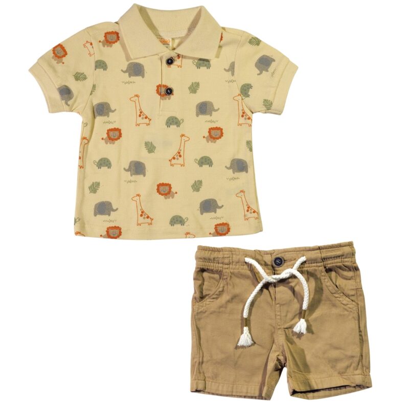 Sisero βρεφικό σετ πόλο μπλούζα και σορτσάκι, 100% βαμβάκι, για καλοκαιρινές περιπέτειες.