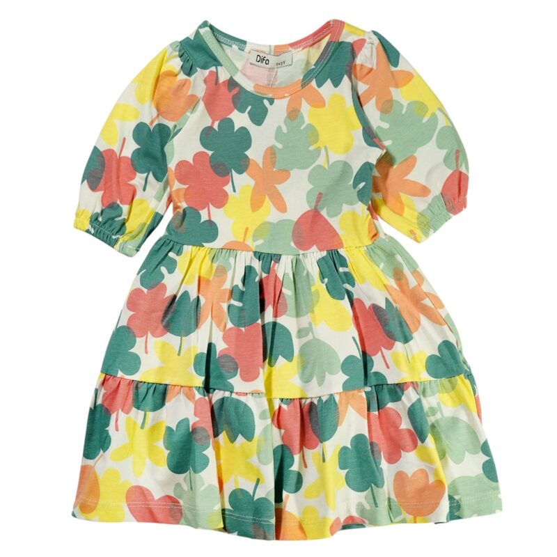 Πολύχρωμο μακό φόρεμα Mukko «Lovable», απαλό και πρακτικό, ιδανικό για σχολείο και καθημερινές βόλτες.