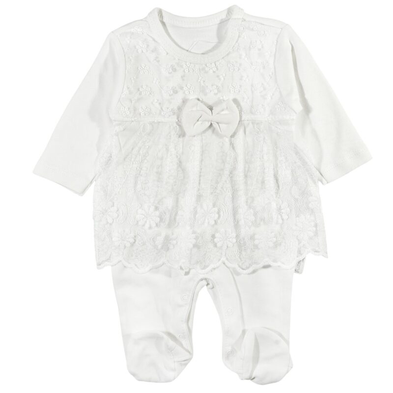 Βρεφικό σετ Annora Baby «Baby Lace» με ασορτί κορδέλα, ιδανικό για άνοιξη και φθινόπωρο, προσφέροντας στυλ και άνεση.