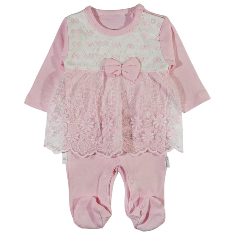 Annora Baby φορμάκι «Cute Lace» με πρακτικό άνοιγμα τρουκς για εύκολη αλλαγή ρούχου και πάνας.