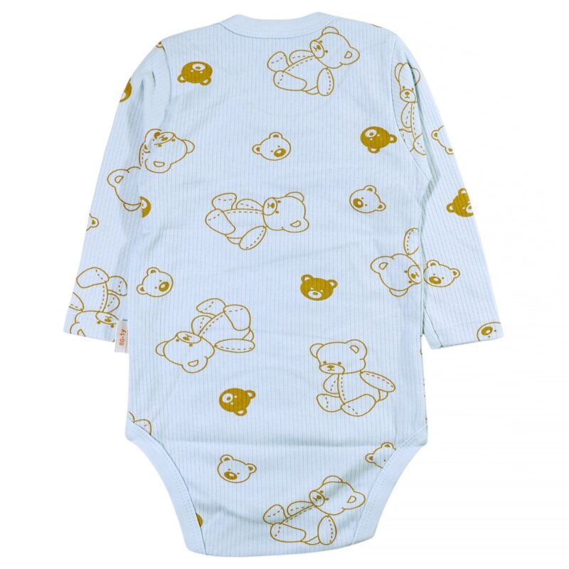Μακρυμάνικο βρεφικό κορμάκι Nayinom Blue Teddies από βαμβάκι, άνετο, κατάλληλο για ευαίσθητο δέρμα.