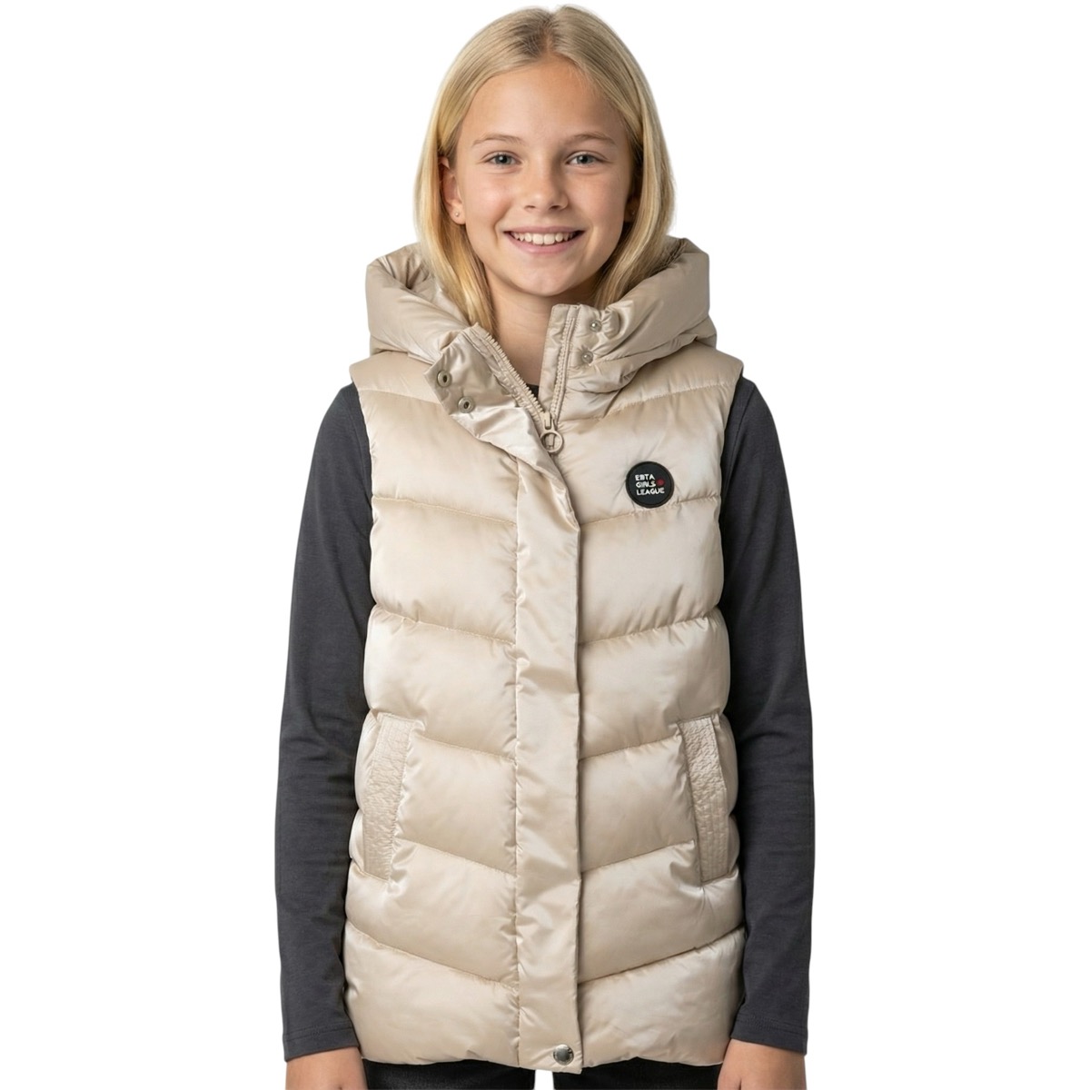 Εβίτα παιδικό αμάνικο μπουφάν με κουκούλα «Beige Fusion»