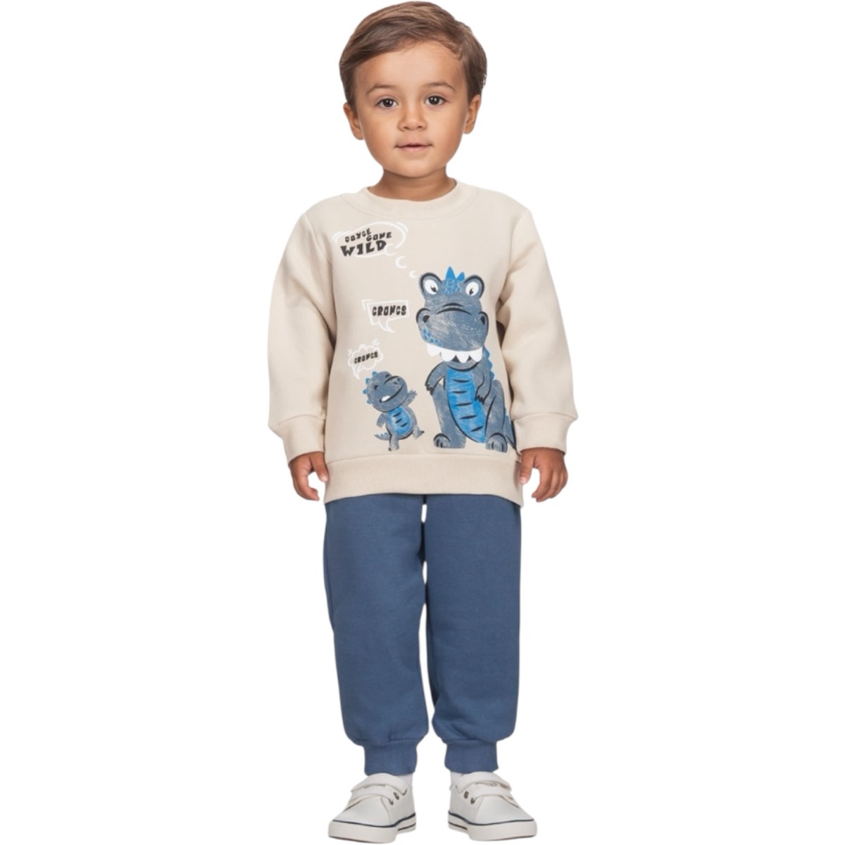 Joyce σετ φόρμας αγορίστικο μπεζ με χνούδι