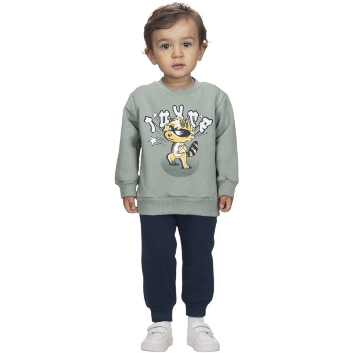 Joyce σετ φόρμας αγορίστικο πράσινο με χνούδι