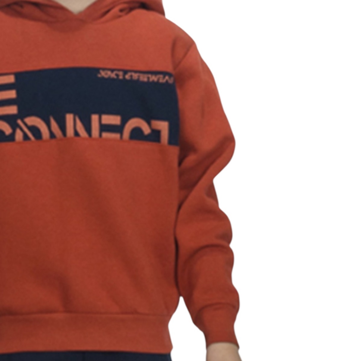 Παιδικό σετ φόρμας αγόρι με κουκούλα σε καφέ και μπλε χρώμα