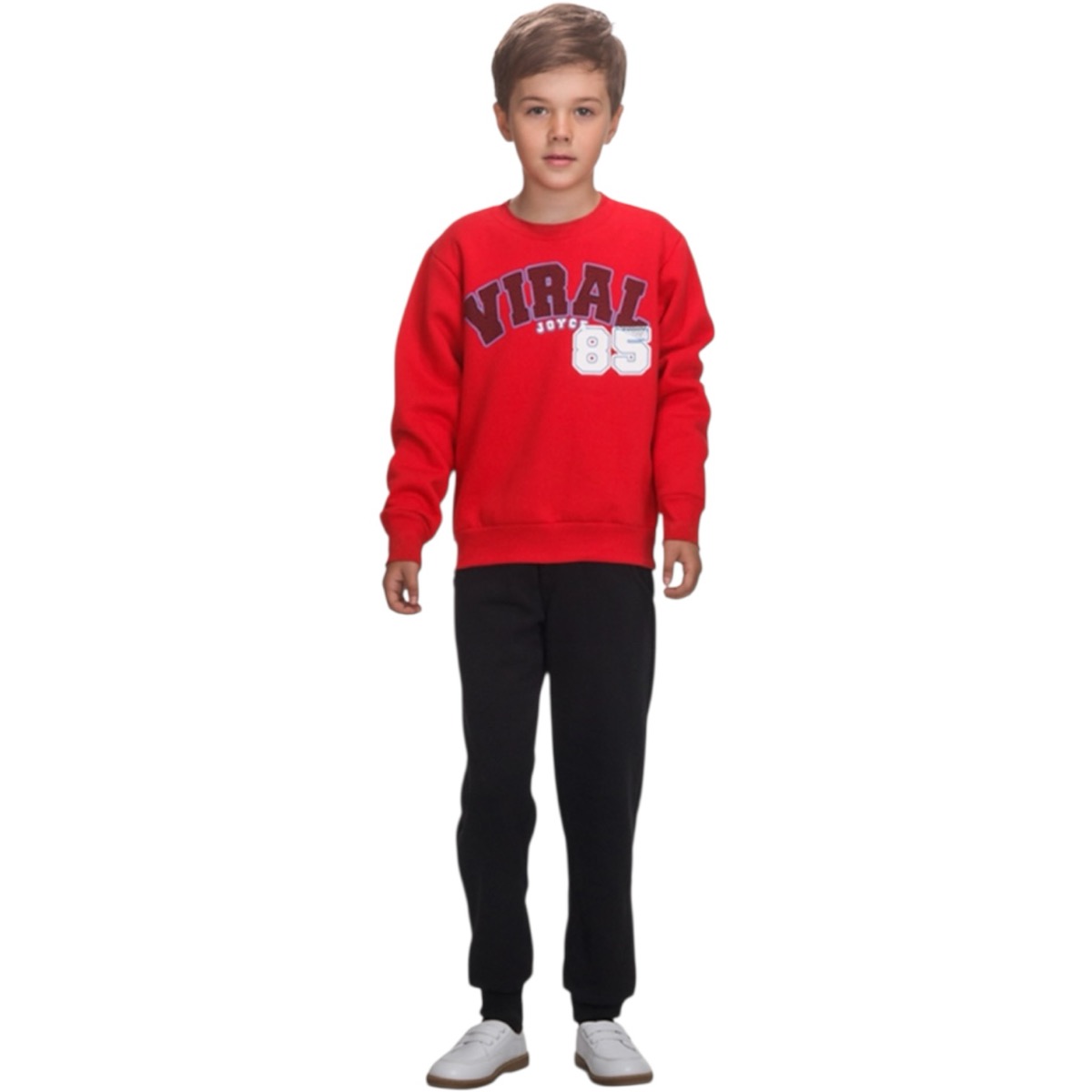 Joyce σετ φόρμας Red Viral κόκκινη μπλούζα με ανάγλυφη στάμπα