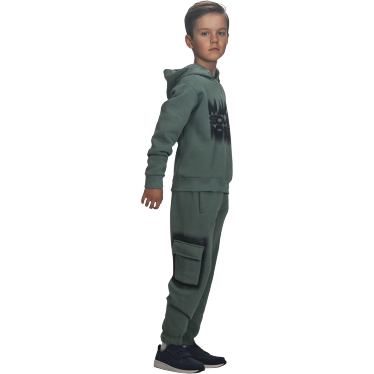 Παιδικό σετ φόρμας αγόρι με κουκούλα σε πράσινο χρώμα