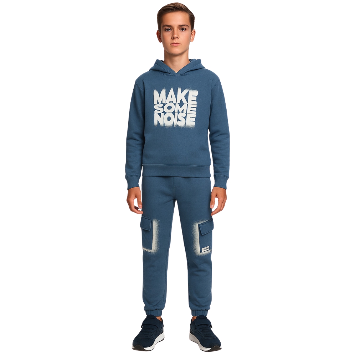 Joyce σετ φόρμας με κουκούλα για αγόρι σε ραφ χρώμα