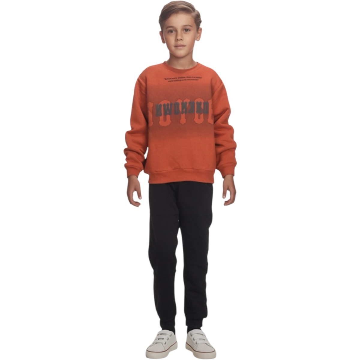 Παιδική φόρμα Joyce καφέ μπλούζα και μαύρο παντελόνι