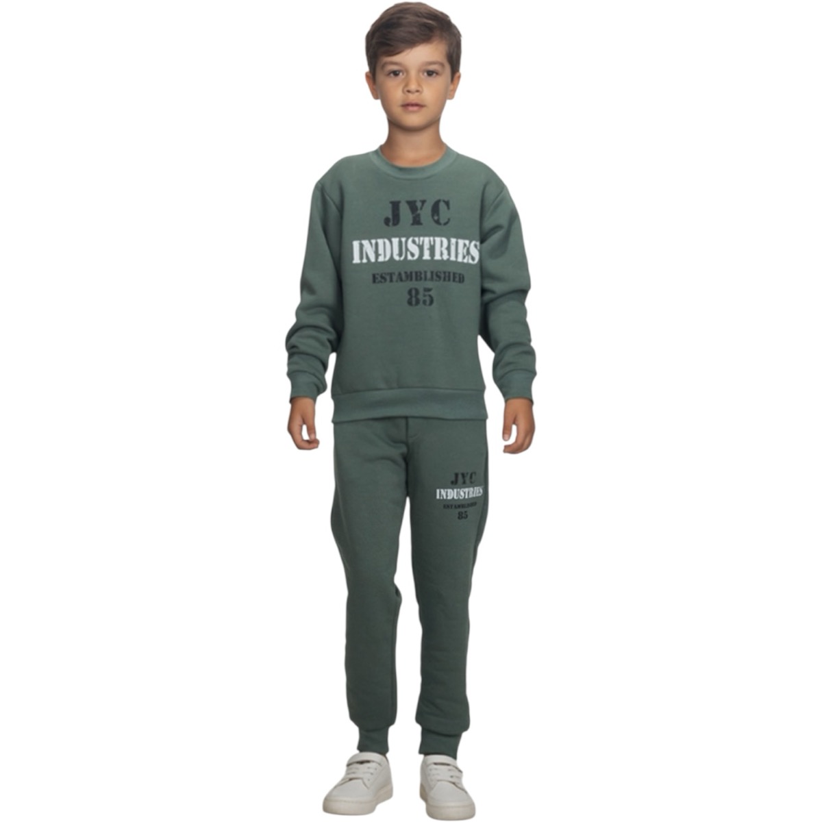 Joyce σετ φόρμας αγοριών με χνούδι σε πράσινο χρώμα