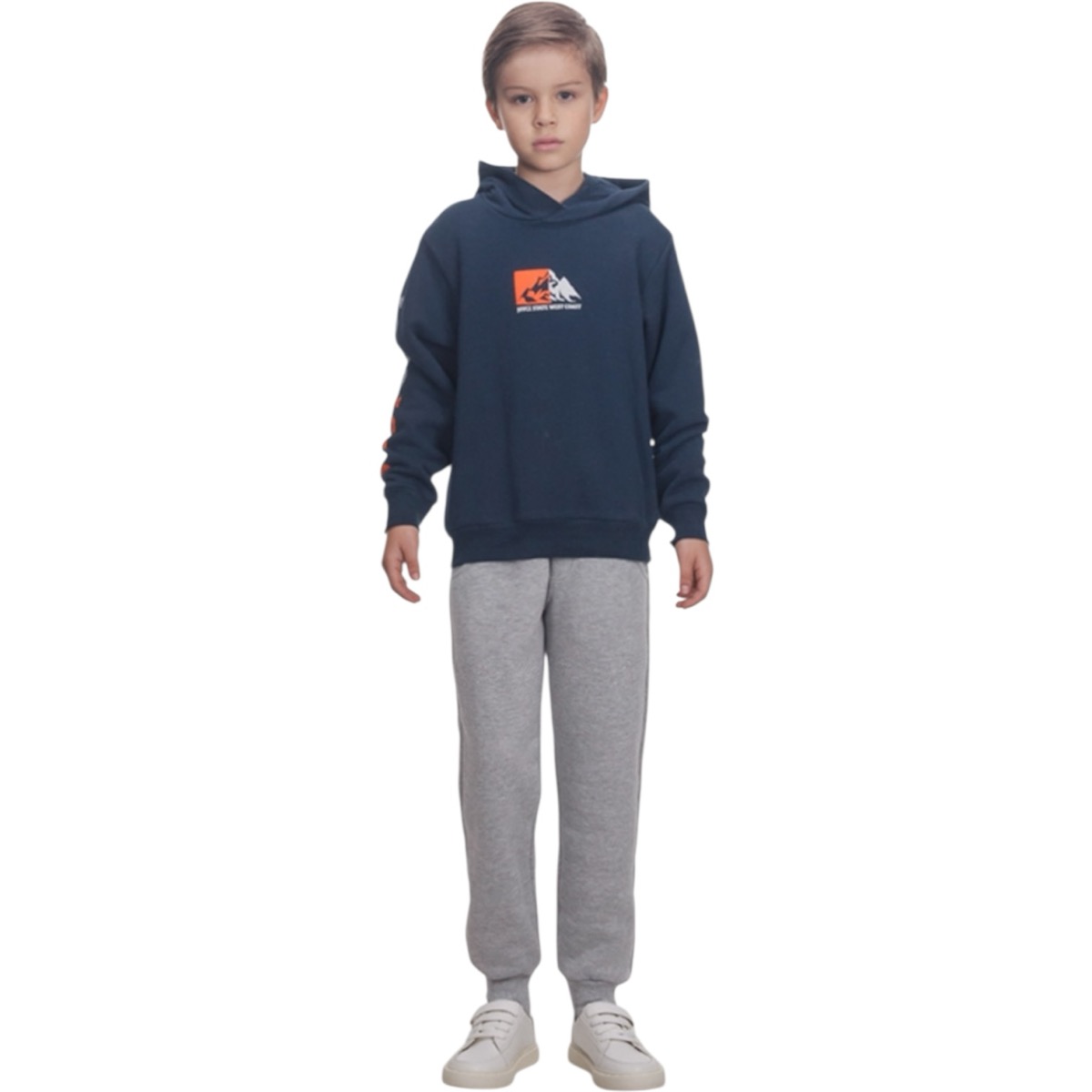 Joyce σετ φόρμας αγόρι μπλε με κουκούλα και χνούδι