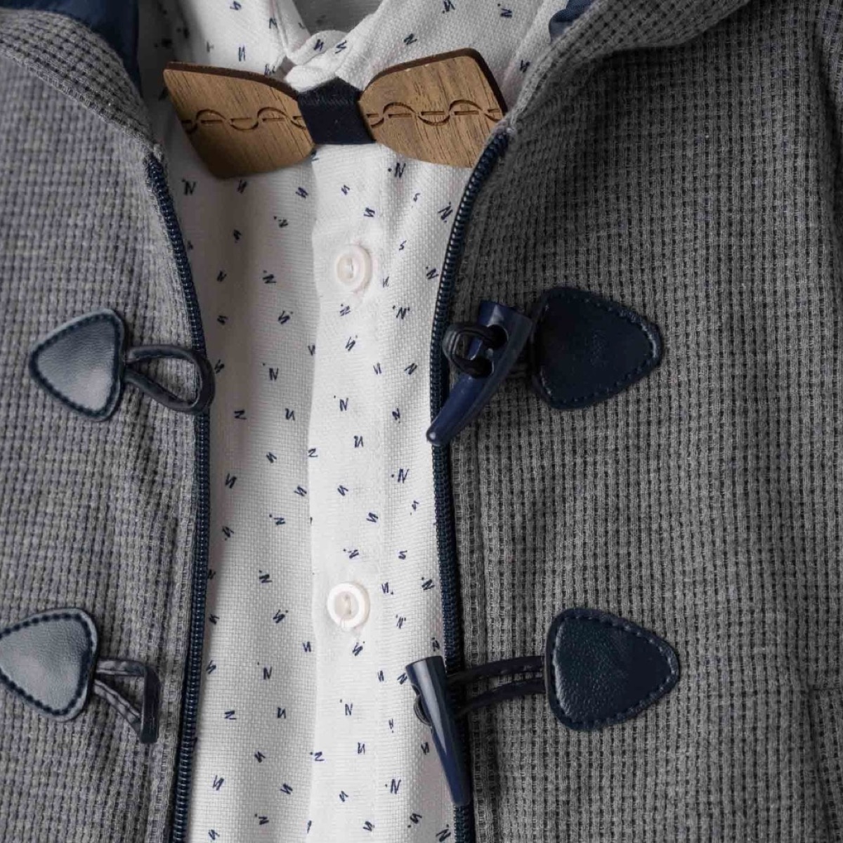 Γκρι μπουφάν μοντγκόμερι με κουκούλα για αγόρι