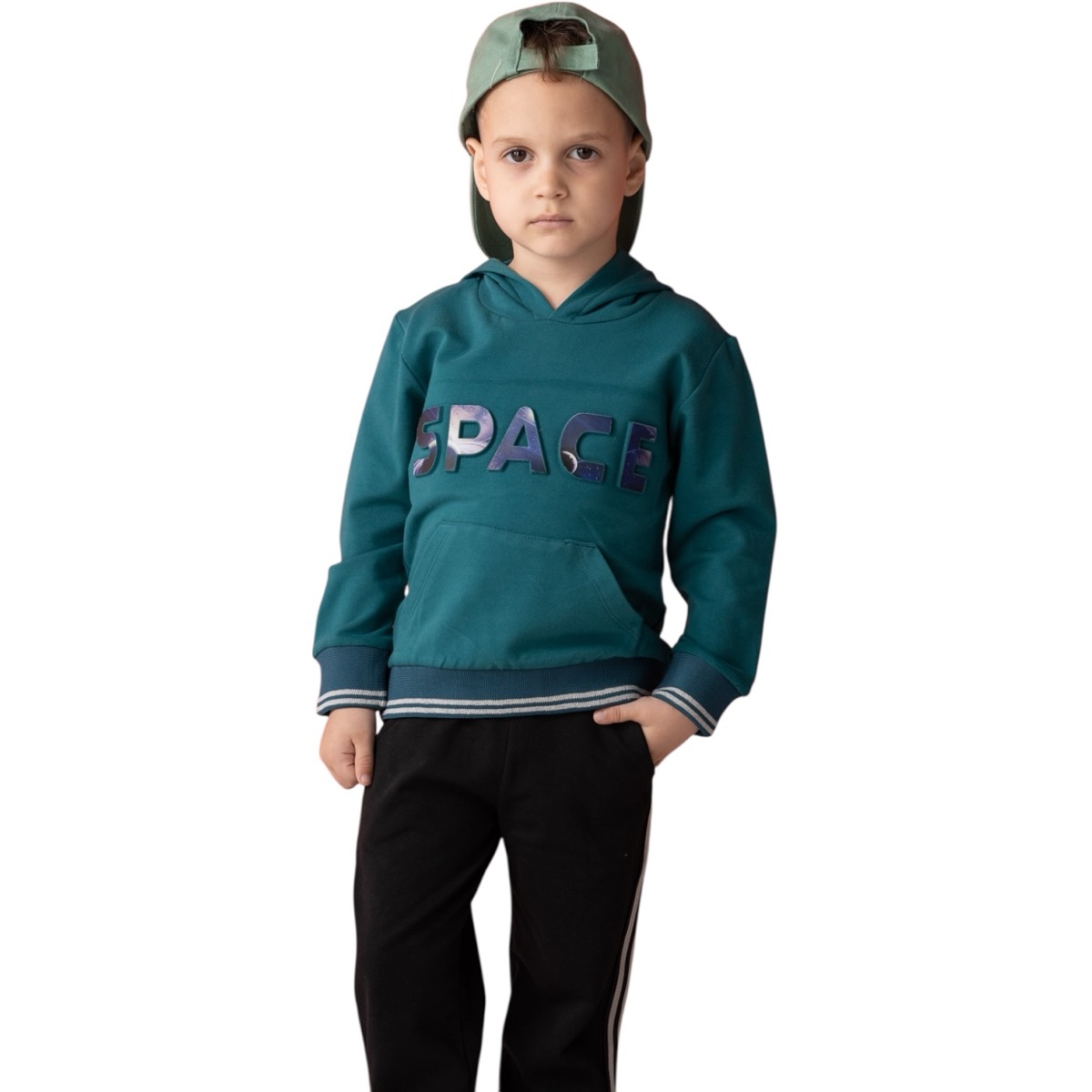 Σετ φόρμα Hashtag αγόρι πράσινο χειμώνας με κουκούλα