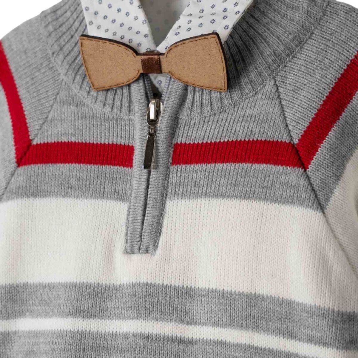 Παιδικό αμπιγιέ σετ γκρι πουλόβερ, εκρού πουκάμισο και μπλε παντελόνι