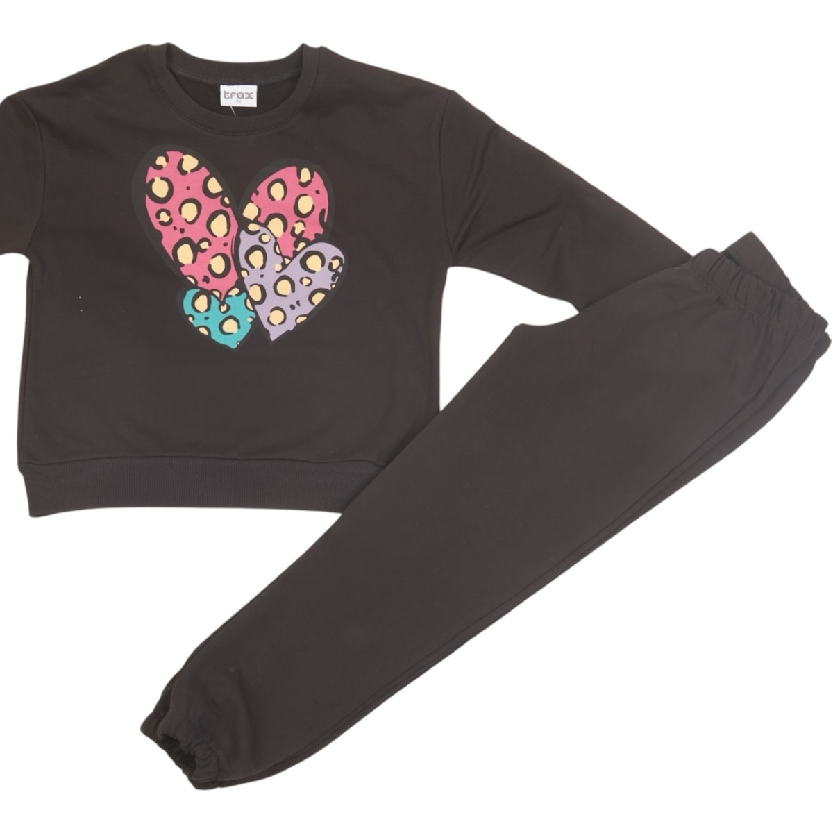 Παιδικό σετ φόρμα κοριτσιού μαύρη μπλούζα με στάμπα και παντελόνι