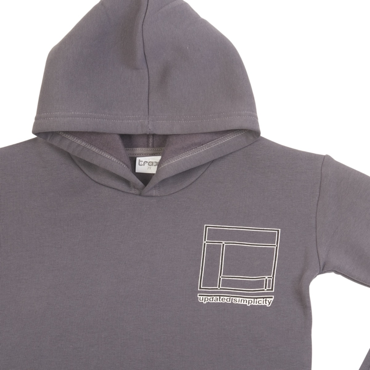 Γκρι παιδικό σετ φόρμας με κουκούλα για αγόρια